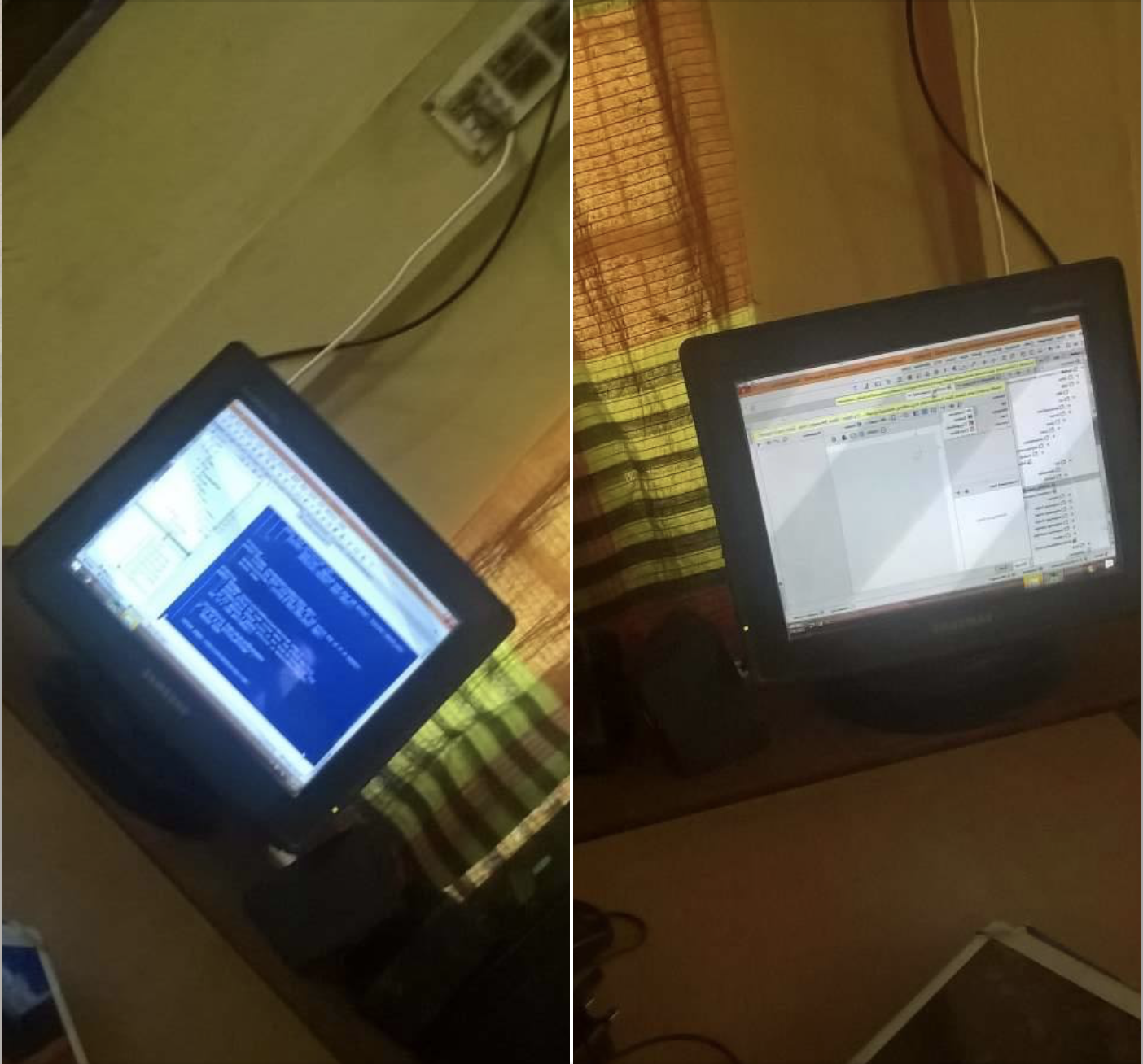 Old CRT monitor showing a code editor with terminal